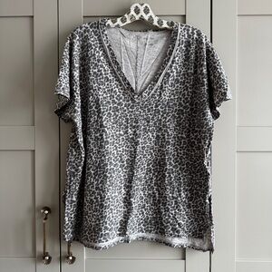 Jordyn Perfect Oversized Cotton-Slub T-Shirt Pilcro V-Neck Edition ANTHROPOLOGIE